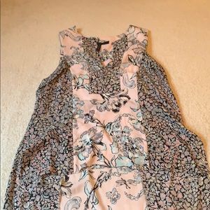 Pink and blue flowered maxi blouse